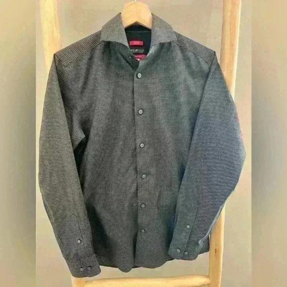 ✨Kenneth Cole AWEARNESS non-iron slim fit shirt gray and black - Picture 1 of 7